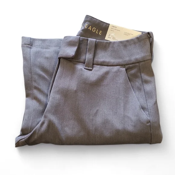 Women's AE Baggy Flare Stretch Poppy Trousers 2 *SHORT* Grey NWT's! - Picture 15 of 15